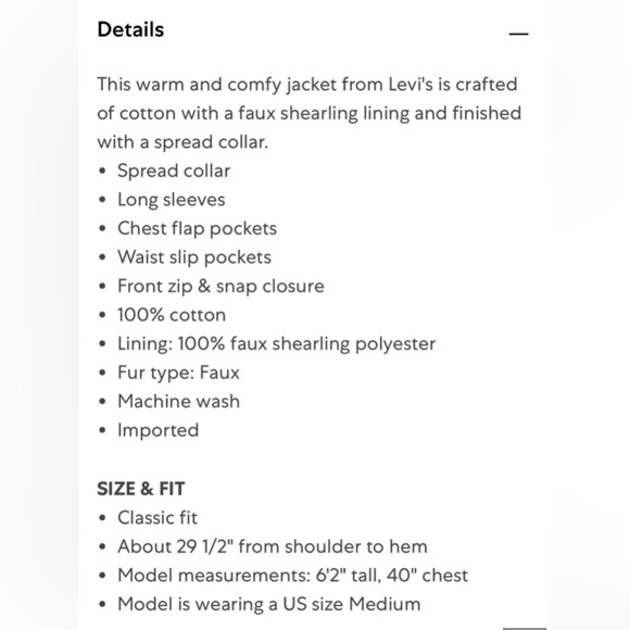 LEVI'S men
Faux Shearling Lined Classic Fit Jacket coat olive green L - Picture 8 of 8